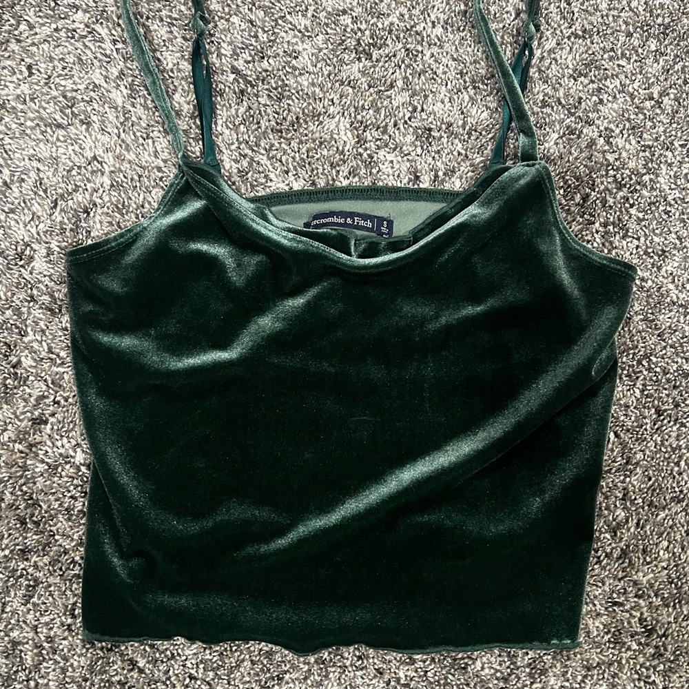 Abercrombie & Fitch Deep Green Velvet Cropped Cami